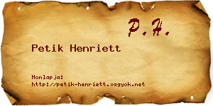 Petik Henriett névjegykártya